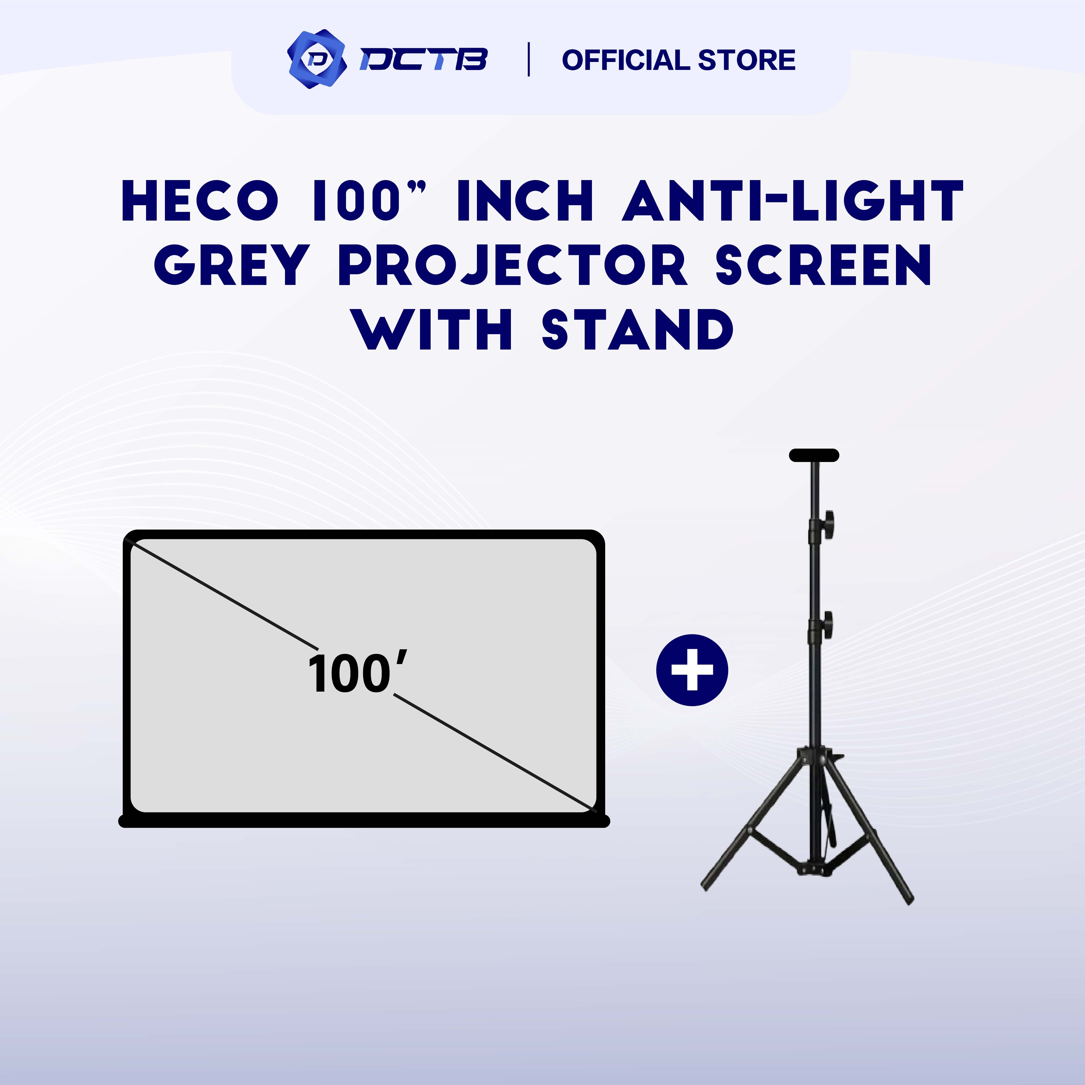 Heco 100” Inch Anti-Light Grey Projector Screen with Stand