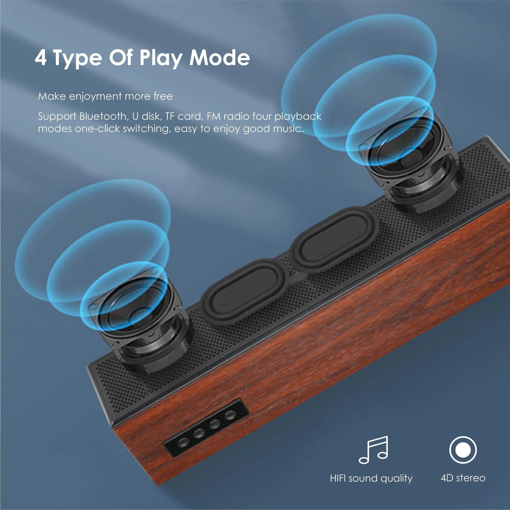 Leerfei E-350MC Wooden Bluetooth Soundbar - DCTB